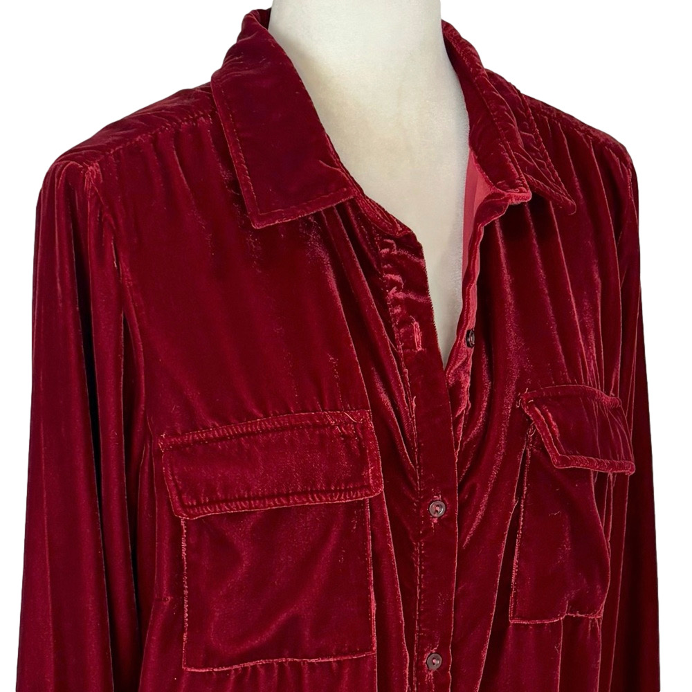 Roaman's dark red velvet shirt